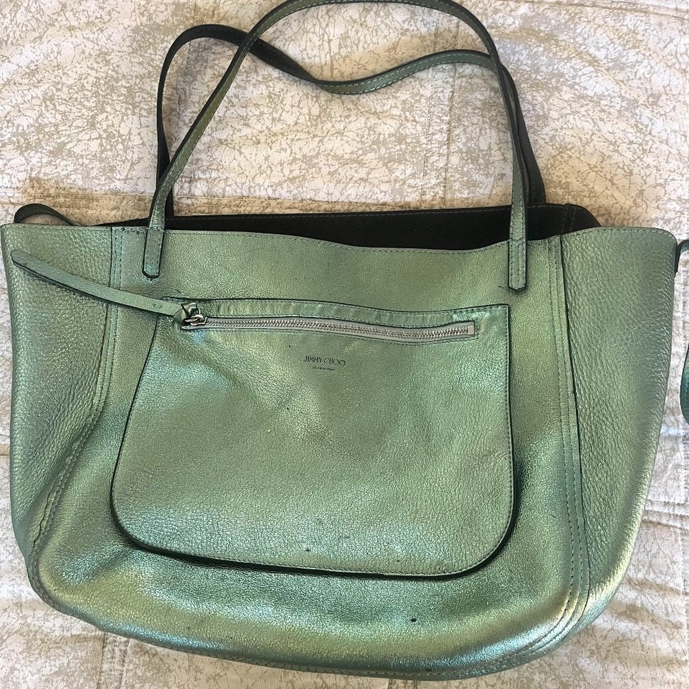 Jimmy Choo Turquoise Metallic Tote